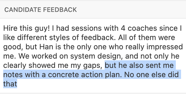 Candidate feedback