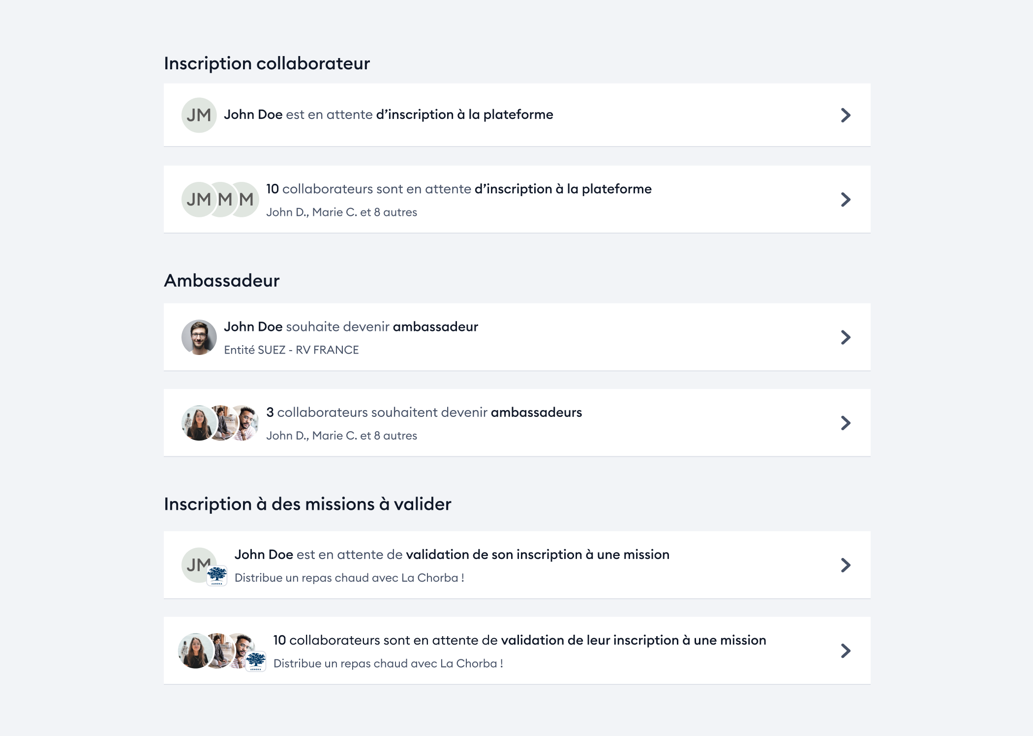 Après — nouvelle liste des tâches