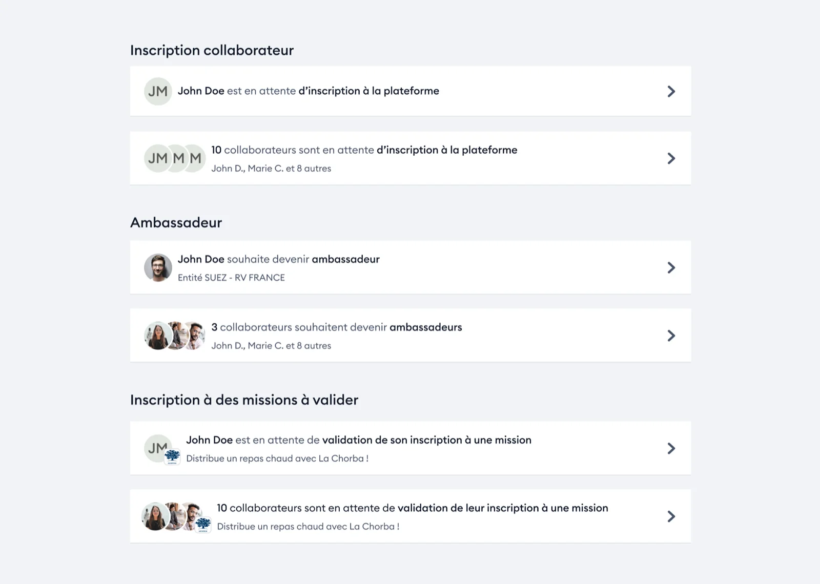 Après — nouvelle liste des tâches